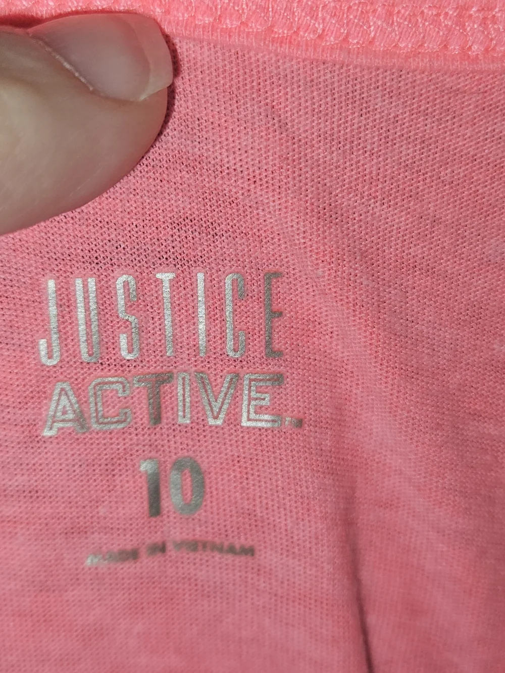 Justice Active Pink Performance Tee with Silver Logo Love Dance Print Size 10